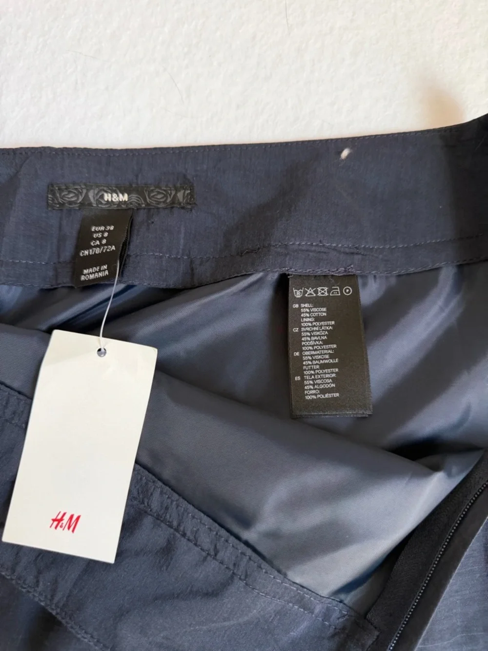 H&M Navy Tiered Mini Skirt NWT Size 8 Textured Layered A-Line